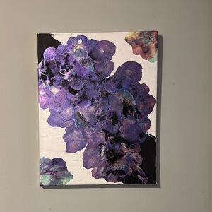 Purple and Black Floral Painting Art